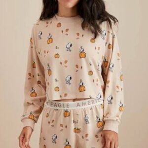 Pajamas - Cream and Orange Snoopy Design